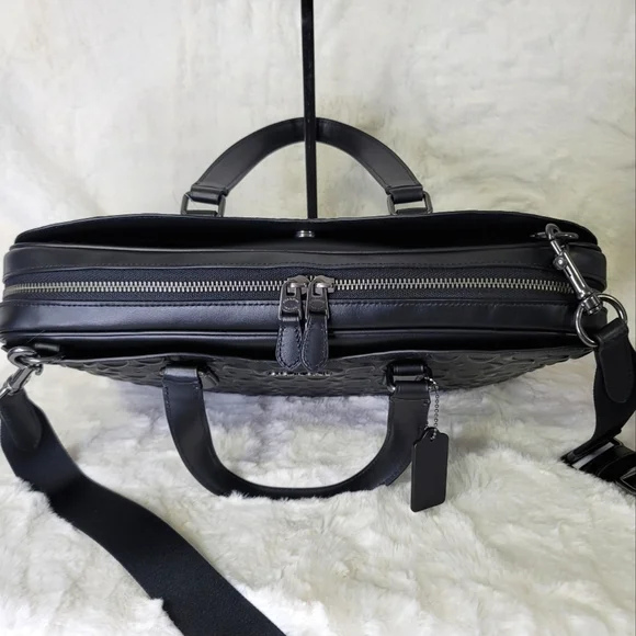 😘 NWT Coach 2 SET Laptop Bag Briefcase Wallet Designer Signature Embossed - Picture 4 of 14